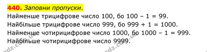 440. Заповни пропуски. — ГДЗ Математика 4 клас Бевз 1 та 2 частини