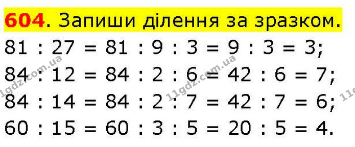 604. Запиши ділення за зразком. — ГДЗ Математика 3 клас Козак 1-2 ч.