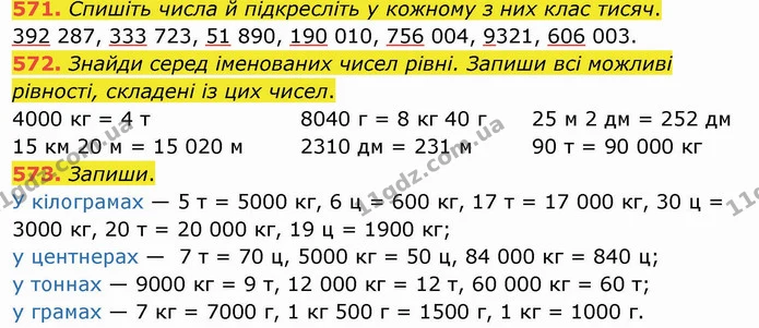 571. Спишіть числа й підкресліть у кожному з них клас тисяч. — ГДЗ Математика 4 клас Оляницька