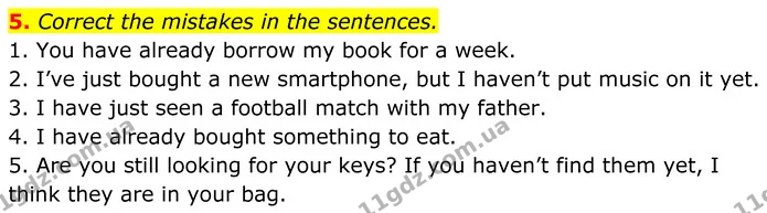 5. Correct the mistakes in the sentences. — ГДЗ Англійська мова 7 клас Коста