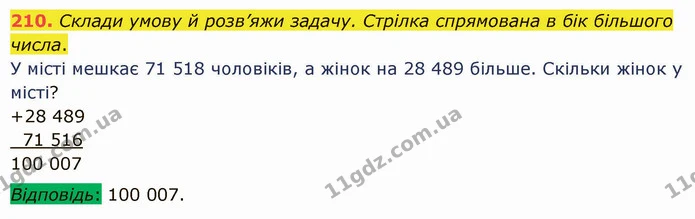 210. Склади умову й розв’яжи задачу. Стрілка спрямована в бік більшого числа. — ГДЗ Математика 5 клас Істер 2022