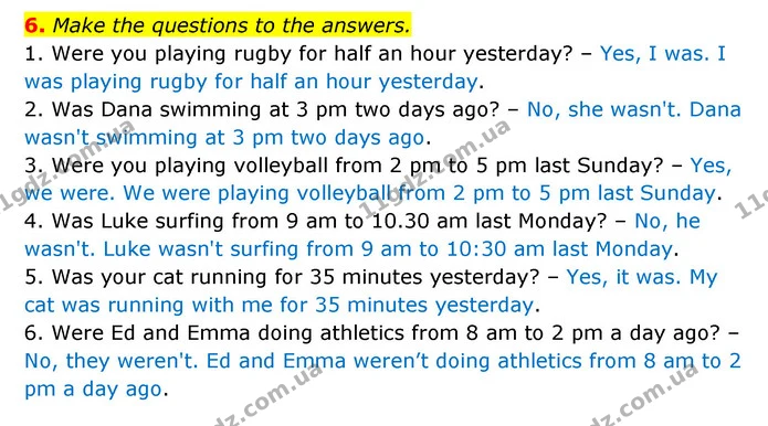 6. Make the questions to the answers. — ГДЗ Англійська мова 6 клас Карпюк 2023