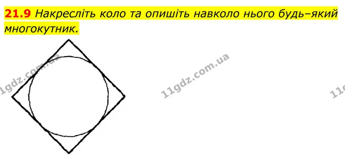 21.9 Накресліть коло та опишіть навколо нього будь–який многокутник. — ГДЗ Геометрія 8 клас Істер