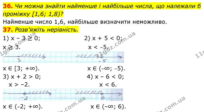 36. Чи можна знайти найменше і найбільше числа, що належали б проміжку [1,6; 1,8)? — ГДЗ Алгебра 9 клас Істер