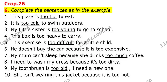 6. Complete the sentences as in the example. — ГДЗ Робочий зошит Англійська мова 5 клас Косован (Дж. Коста)