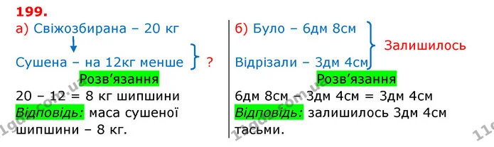 199. Що більше: 1 м чи 1 дм? 1 дм чи 1 см? 1 м чи 1 см? На скільки? У скільки разів? — ГДЗ Математика 3 клас Заїка 1-2 ч.