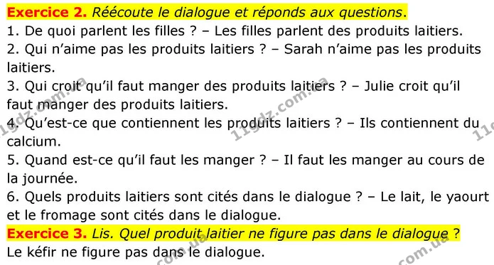 Exercice 2. Réécoute le dialogue et réponds aux questions. — ГДЗ Французька мова 7 клас Чумак