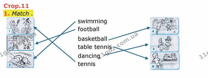 1. Match . — ГДЗ зошит Англійська мова 3 клас Косован (Карпюк)