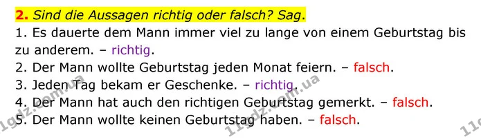 2. Sind die Aussagen richtig oder falsch? Sag. — ГДЗ Німецька мова 8 клас Сидоренко