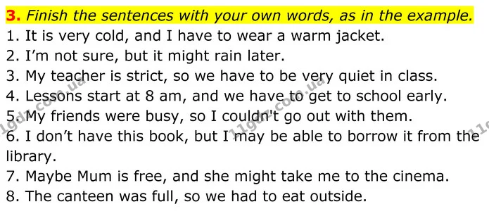 3. Finish the sentences with your own words, as in the example. — ГДЗ Англійська мова 8 клас Карпюк 2025