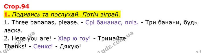 1. Подивись та послухай. Потім зіграй. — Англійська мова 1 клас Мітчелл