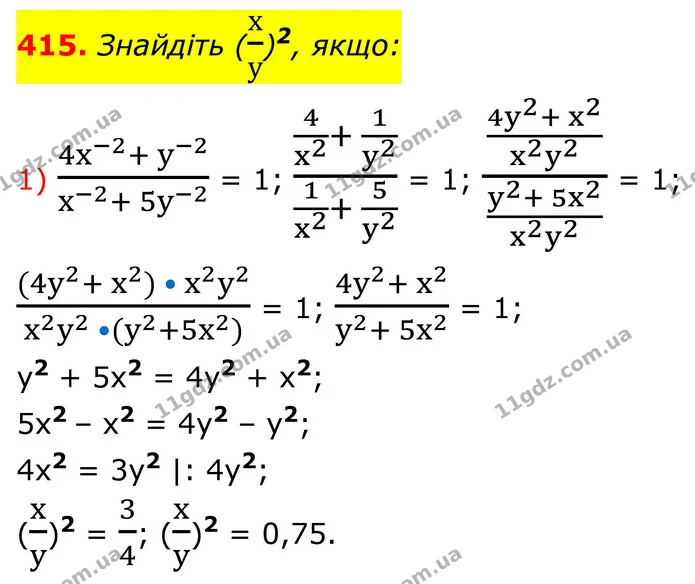 415. Знайдіть (ху)2, якщо: — ГДЗ Алгебра 8 клас Тарасенкова