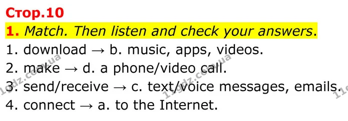 1. Match. Then listen and check your answers. — ГДЗ Англійська мова 8 клас Мітчелл