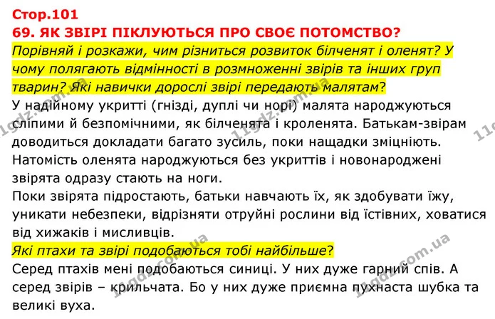 Порівняй і розкажи, чим різниться розвиток білченят і оленят? У чому полягають відмінності в розмноженні звірів та інших груп тварин? — ГДЗ Я досліджую світ 3 клас Грущинська (1 частина)