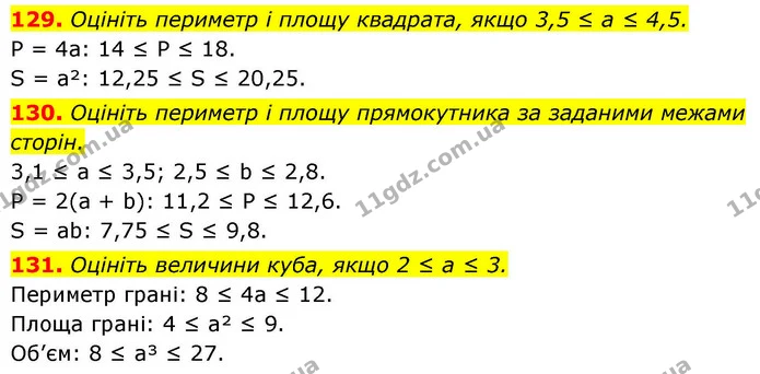 129. Оцініть периметр і площу квадрата, якщо 3,5 ≤ a ≤ 4,5. — ГДЗ Алгебра 9 клас Тарасенкова