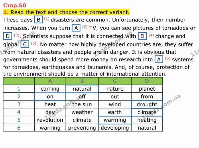 1. Read the text and choose the correct variant. — ГДЗ Робочий зошит англійська мова 10 клас Ходаковська