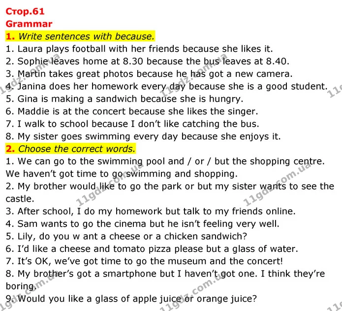 1. Write sentences with because. — ГДЗ Робочий зошит Англійська мова 5 клас Коста (prepare 5)