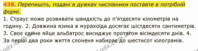 438. Перепишіть, подані в дужках числівники поставте в потрібній формі. — ГДЗ Українська мова 6 клас Глазова
