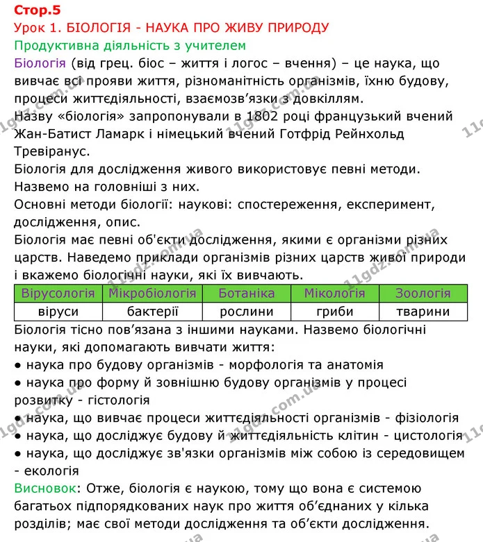 Стор. 5 — 1 — ГДЗ Робочий зошит Біологія 6 клас Соболь — ГДЗ Робочий зошит Біологія 6 клас Соболь
