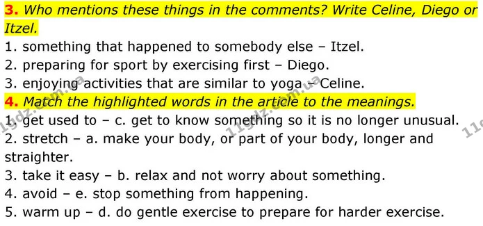 3. Who mentions these things in the comments? Write Celine, Diego or Itzel. — ГДЗ робочий зошит Англійська мова 8 клас Гарет Джонс 2025