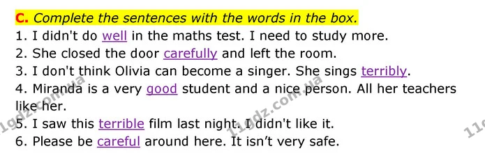 C. Complete the sentences with the words in the box. — ГДЗ Робочий зошит Англійська мова 6 клас Мітчелл
