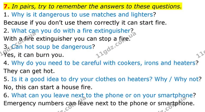 7. In pairs, try to remember the answers to these questions. — ГДЗ Англійська мова 6 клас Коста (Prepare 6)
