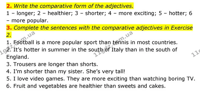2. Write the comparative form of the adjectives. — ГДЗ робочий зошит Англійська мова 6 клас Prepare