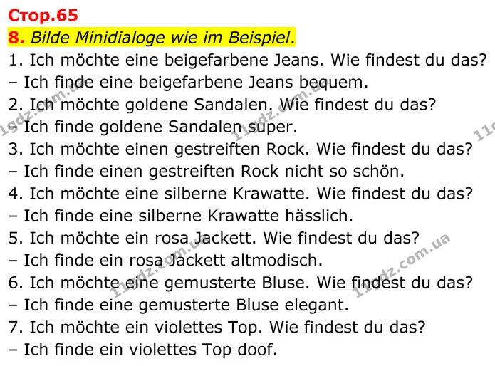 8. Bilde Minidialoge wie im Beispiel. — ГДЗ робочий зошит Німецька мова 8 клас Басай