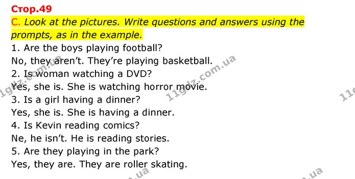 C. Look at the pictures. Write questions and answers using the prompts, as in the example. — ГДЗ Зошит граматика Англійська мова Мітчелл