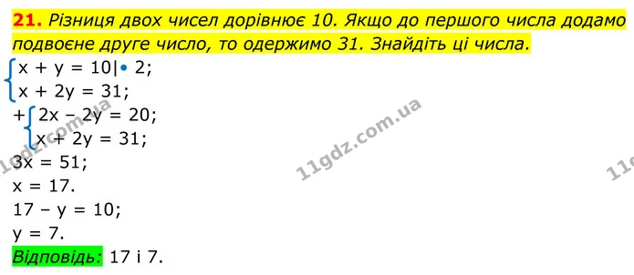 21 — ГДЗ Алгебра 7 клас Тарасенкова 2024