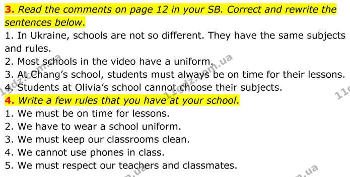 3. Read the comments on page 10 in your SB. Correct and rewrite the sentences below. — ГДЗ Робочий зошит Англійська мова 8 клас Карпюк