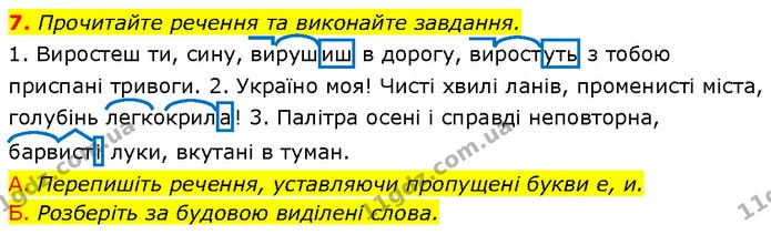 7. Прочитайте речення та виконайте завдання. — ГДЗ Українська мова 7 клас Авраменко