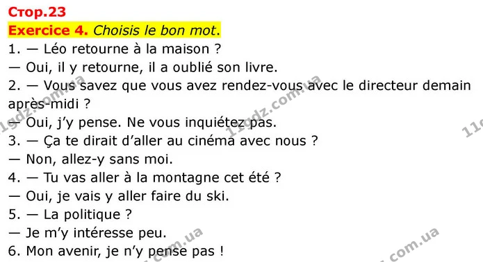 Exercice 4. Choisis le bon mot. — ГДЗ Французька мова 7 клас Чумак
