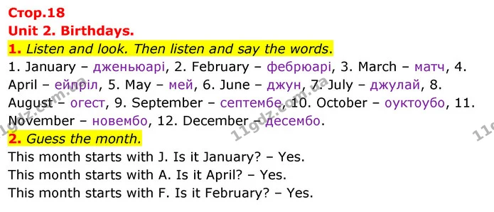 1. Listen and look. Then listen and say the words. — ГДЗ Англійська мова 3 клас Пухта