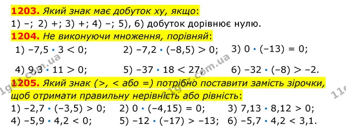1203. Який знак має добуток ху, якщо: — ГДЗ Математика 6 клас Істер 2023 1-2 ч.