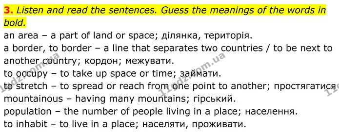 3. Listen and read the sentences. Guess the meanings of the words in bold. — ГДЗ Англійська мова 8 клас Карпюк 2025