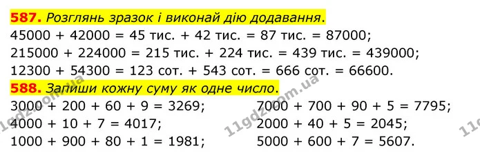 587. Розглянь зразок і виконай дію додавання. — ГДЗ Математика 4 клас Бевз 1 та 2 частини