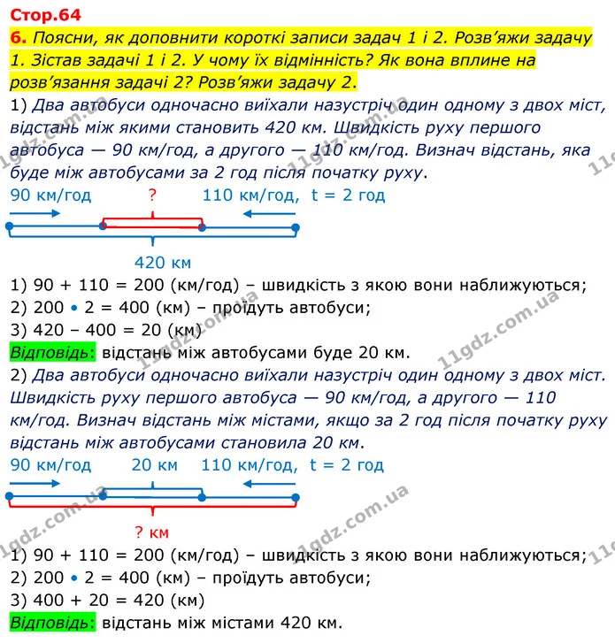 6. Поясни, як доповнити короткі записи задач 1 і 2. Розв’яжи задачу 1. Зістав задачі 1 і 2. У чому їх відмінність? Як вона вплине на — ГДЗ Математика 4 клас Скворцова