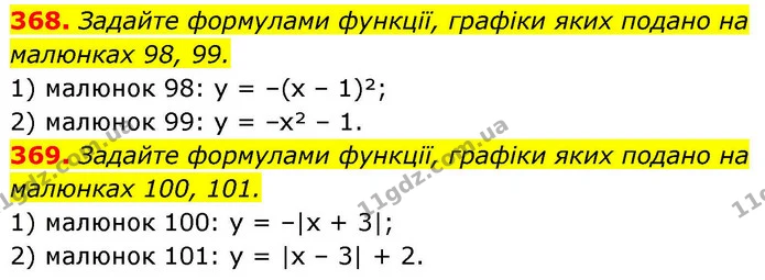 368. Задайте формулами функції, графіки яких подано на — ГДЗ Алгебра 9 клас Тарасенкова