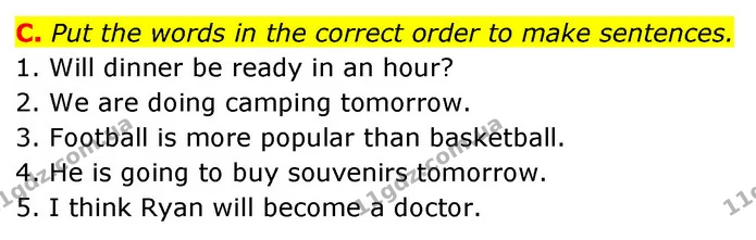 C. Put the words in the correct order to make sentences. — ГДЗ Збірник тестів Англійська мова 5 клас Мітчелл (Test Booklet)