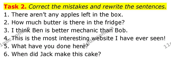 Task 2. Correct the mistakes and rewrite the sentences. — ГДЗ Збірник тестів Англійська мова 5 клас Карпюк