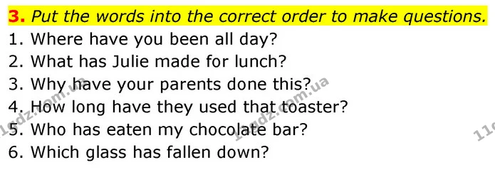 3. Put the words into the correct order to make questions. — ГДЗ Англійська мова 7 клас Карпюк