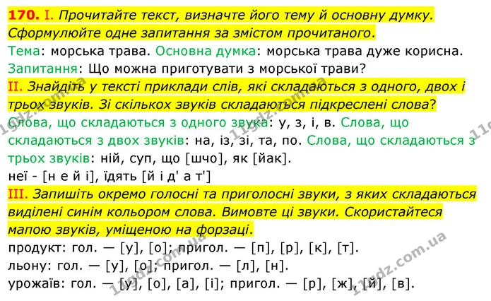 170. І. Прочитайте текст, визначте його тему й основну думку. Сформулюйте одне запитання за змістом прочитаного. — ГДЗ Українська мова 5 клас Заболотний 2022