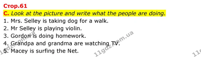 C. Look at the picture and write what the people are doing. — ГДЗ зошит Англійська мова 5 клас Мітчелл