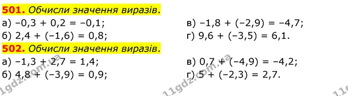 501. Обчисли значення виразів. — ГДЗ Математика 6 клас Бевз 1-2 ч.