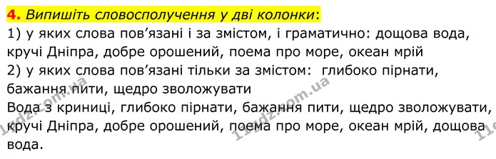 4. Випишіть словосполучення у дві колонки: — ГДЗ Українська мова 8 клас Авраменко