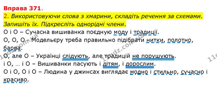 2. Використовуючи слова з хмарини, складіть речення за схемами. Запишіть їх. Підкресліть однорідні члени. — ГДЗ Українська мова 5 клас Літвінова