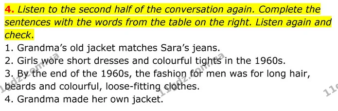 4. Listen to the second half of the conversation again. Complete the sentences with the words from the table on the right. Listen again — ГДЗ Англійська мова 8 клас Стайрінг (Prepare)