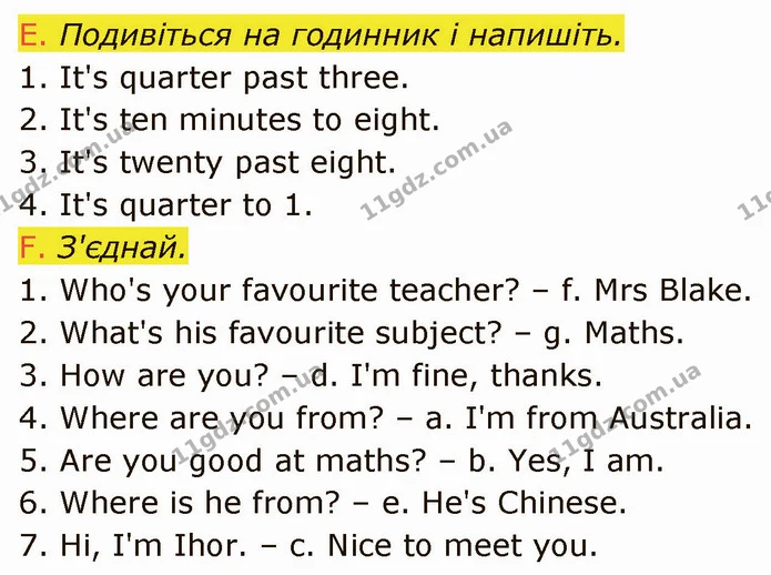 Стор. 20 — Стр.20 (1E-F) — ГДЗ Англійська мова 5 клас Мітчелл — ГДЗ Англійська мова 5 клас Мітчелл
