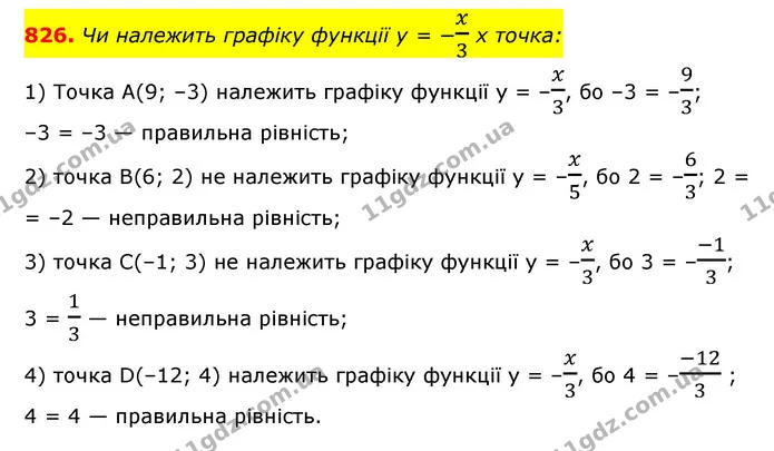 826. Чи належить графіку функції y = −x3 x точка: — ГДЗ Алгебра 7 клас Мерзляк, Полонський 2015